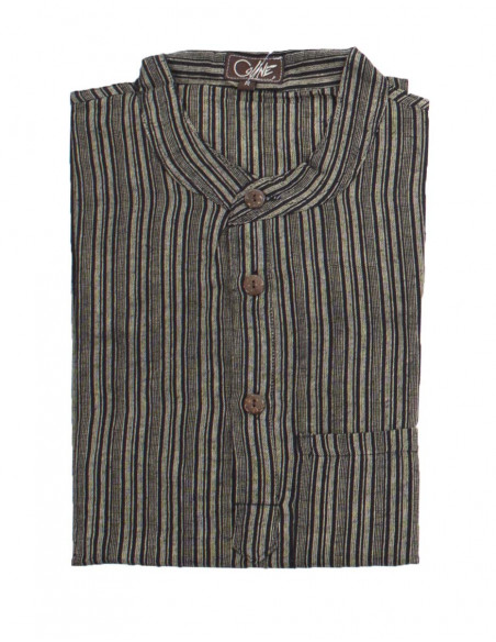 Camisa h algodon raya mangas largas