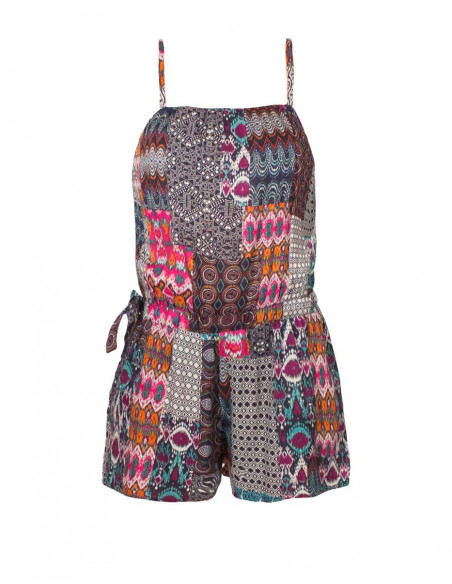 Mono corto viscosa estampado patch ikat