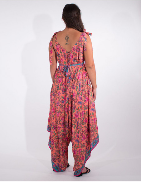 Mono largo poliester tirantes sari estampado delta