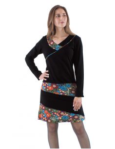 Vestido 95% algodon 5% elastano mangas largas estampado pop