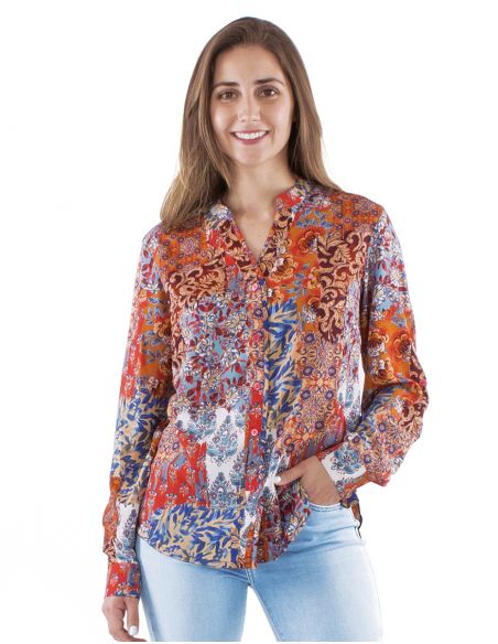 Blusa poliester mangas largas estampado arta