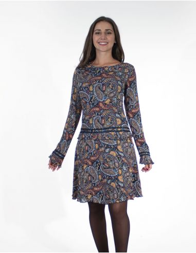 Vestido viscosa doblado estampado gaya 