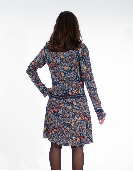 Vestido viscosa doblado estampado gaya 