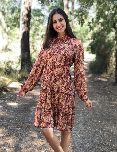 Vestido viscosa estampado ludiana dorado