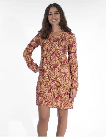 Vestido viscosa estampado ludiana dorado