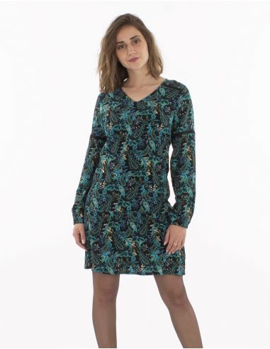 Vestido viscosa estampado ludiana dorado