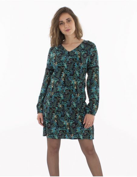 Vestido viscosa estampado ludiana dorado