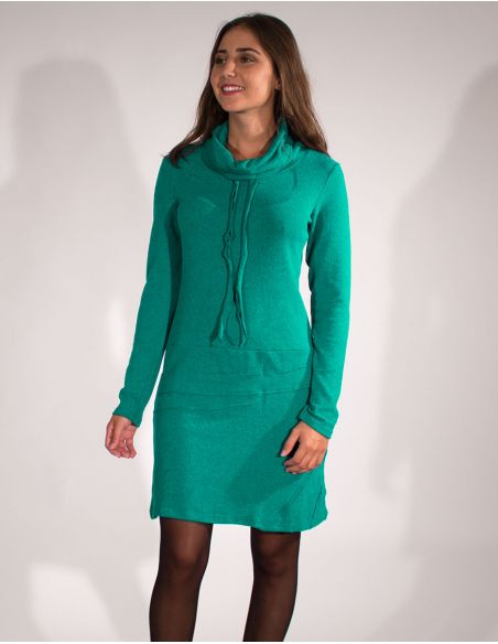 Vestido malla 97% poliester 3% elastano cuello bola 