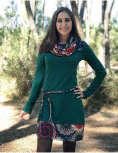 Vestido malla 97% poliester 3% elastano estampado touba 