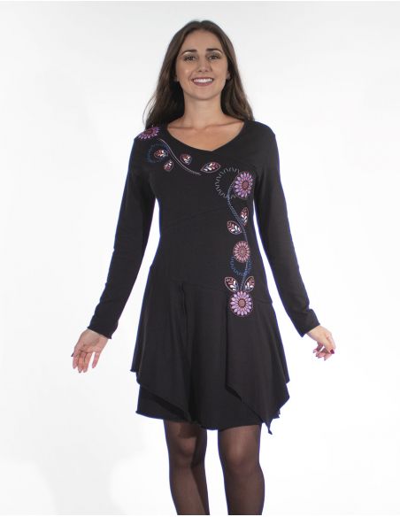 Vestido malla 95% algodon 5% elastano flores