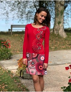 Vestido malla 97% algodon 3% elastano estampado bamako