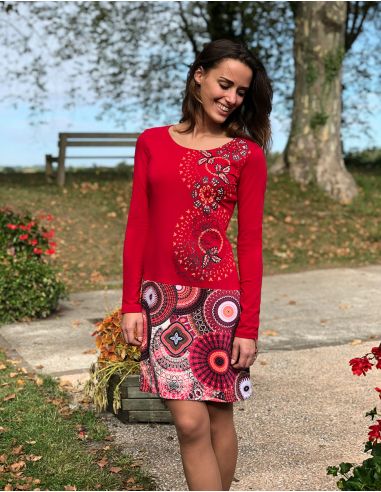 Vestido malla 97% algodon 3% elastano estampado bamako