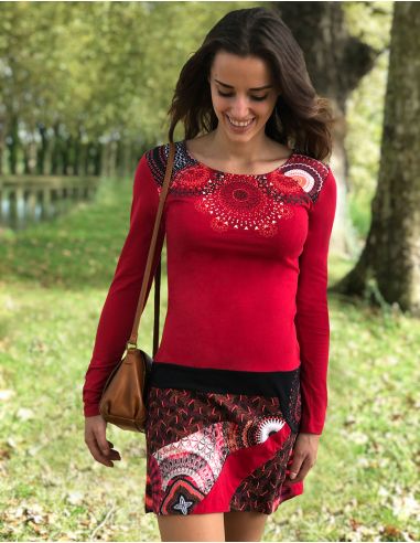 Vestido malla 97% algodon 3% elastano patchs 2 estampados