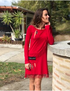 Vestido malla 97% algodon 3% elastano con flecos