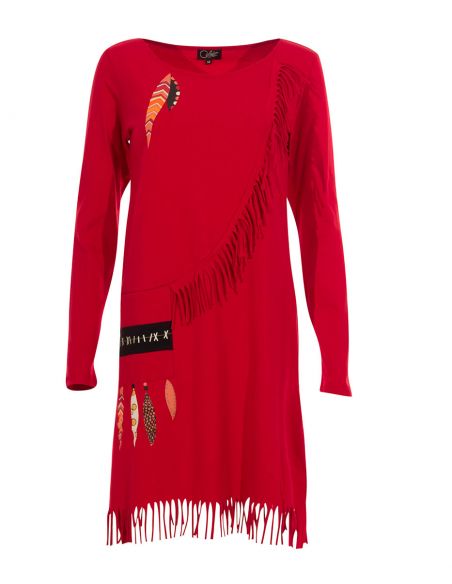 Vestido malla 97% algodon 3% elastano con flecos