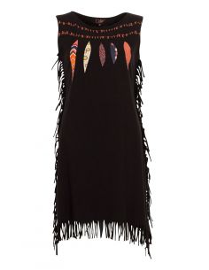 Vestido malla 97% algodón 3% elastano sans mangas con flecos 2