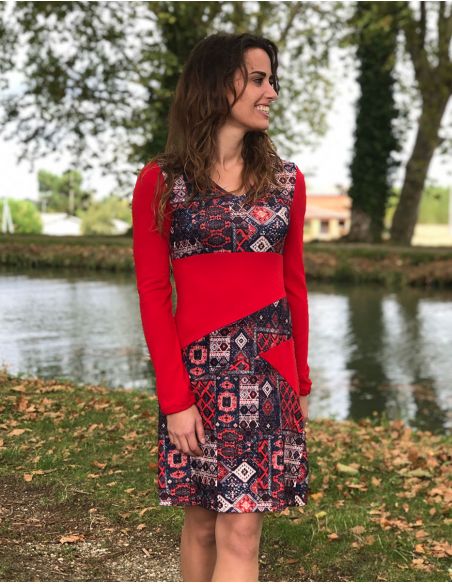 Vestido malla 97% poliéster 3% elastano estampado delhi