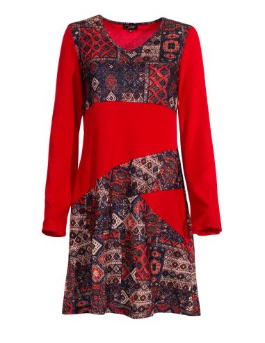 Vestido malla 97% poliéster 3% elastano estampado delhi