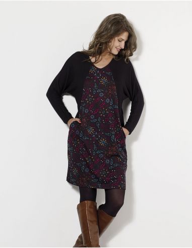 Vestido malla 74% viscosa 21% poliéster 5% elastano patchs estampado laure