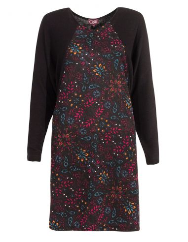 Vestido malla 74% viscosa 21% poliéster 5% elastano patchs estampado laure