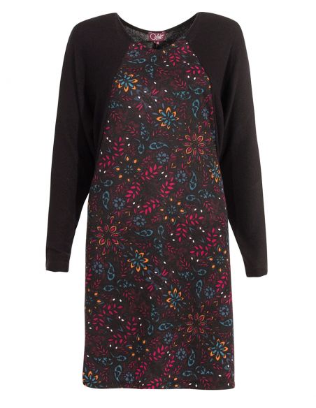 Vestido malla 74% viscosa 21% poliéster 5% elastano patchs estampado laure