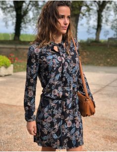 Vestido crepe de viscosa mangas largas estampado jakarta