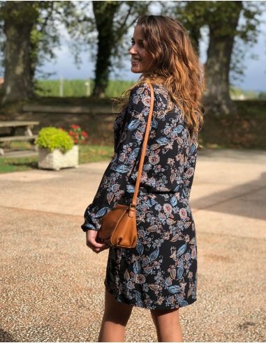 Vestido crepe de viscosa mangas largas estampado jakarta