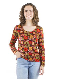 Blusa malla 95% poliester 5% elastano mangas largas estampado flower power 2