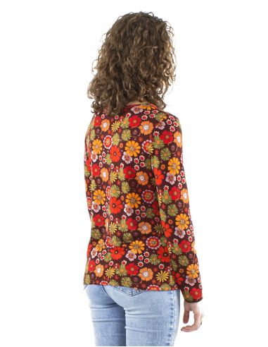 Blusa malla 95% poliester 5% elastano mangas largas estampado flower power