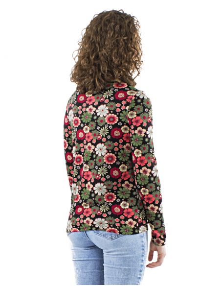 Blusa malla 95% poliester 5% elastano mangas largas estampado flower power