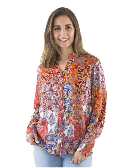 Blusa poliester mangas largas estampado arta