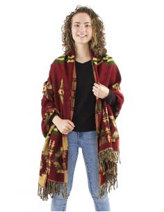 Chal  acrilico flecos jacquart geometrico 2