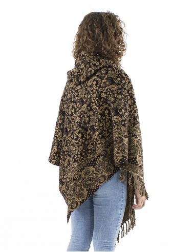 Poncho acrilico trianguloflecos jacquartcachemir