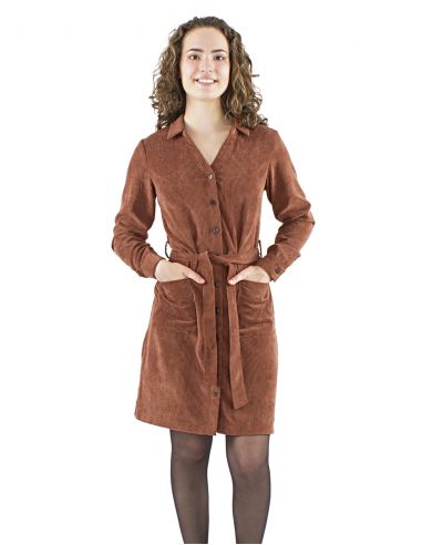 Vestido 88% poliester 12% poliamida con botones terciopelo cotele