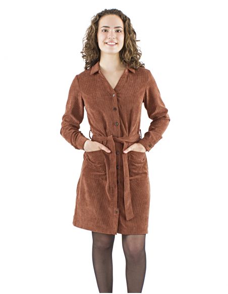 Vestido 88% poliester 12% poliamida con botones terciopelo cotele