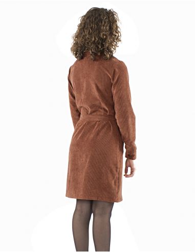 Vestido 88% poliester 12% poliamida con botones terciopelo cotele