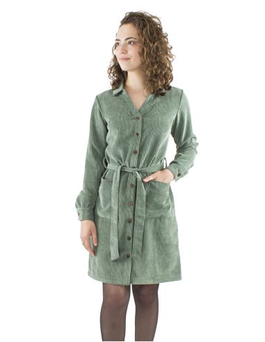 Vestido 88% poliester 12% poliamida con botones terciopelo cotele