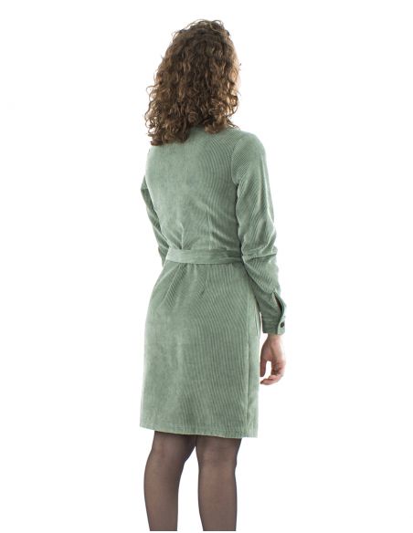 Vestido 88% poliester 12% poliamida con botones terciopelo cotele