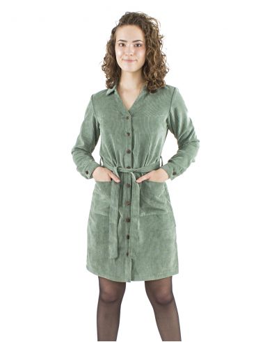 Vestido 88% poliester 12% poliamida con botones terciopelo cotele