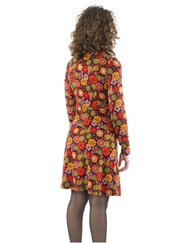 Vestido malla 95% poliester 5% elastano arriba con botones estampado flower power