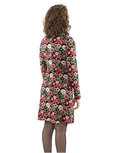 Vestido malla 95% poliester 5% elastano arriba con botones estampado flower power