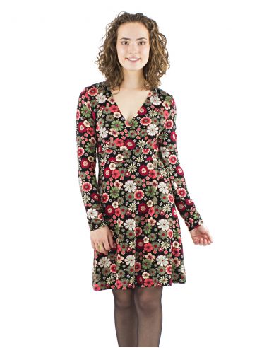 Vestido malla 95% poliester 5% elastano estampado flower power