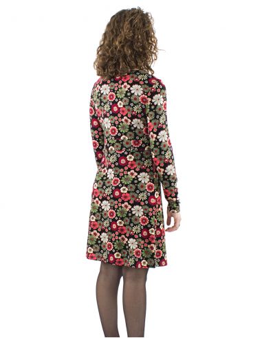Vestido malla 95% poliester 5% elastano estampado flower power