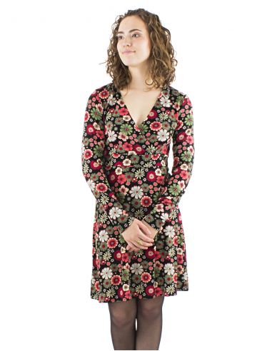 Vestido malla 95% poliester 5% elastano estampado flower power