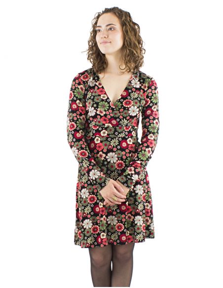 Vestido malla 95% poliester 5% elastano estampado flower power