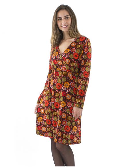 Vestido malla 95% poliester 5% elastano estampado flower power