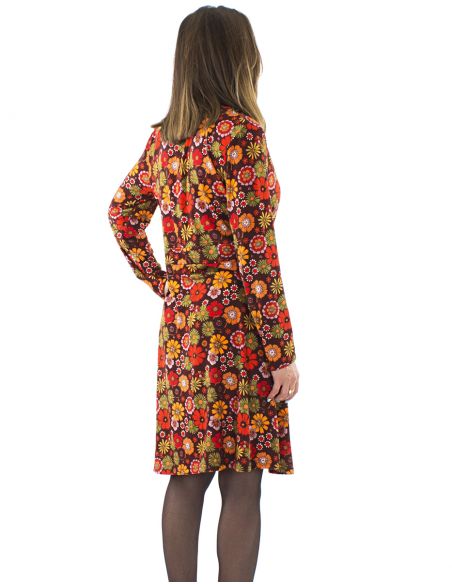 Vestido malla 95% poliester 5% elastano estampado flower power