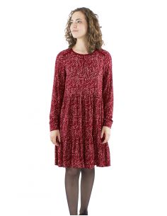 Vestido crepe de viscosa cuello corchete 4 botones mangas largas estampado safari 2