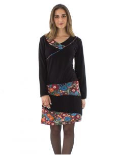 Vestido 95% algodon 5% elastano mangas largas estampado pop 2