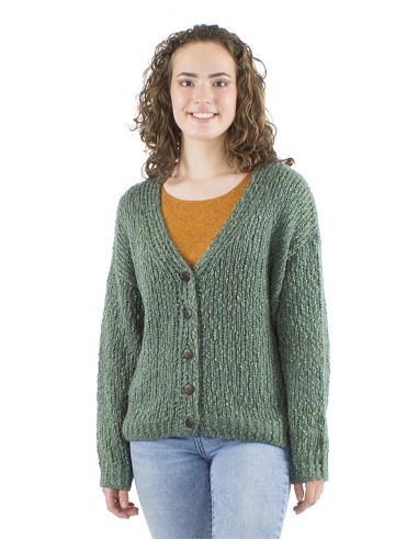 Chaqueta malla 55% acrilico 45% poliamida mangas largas 5 botones madera